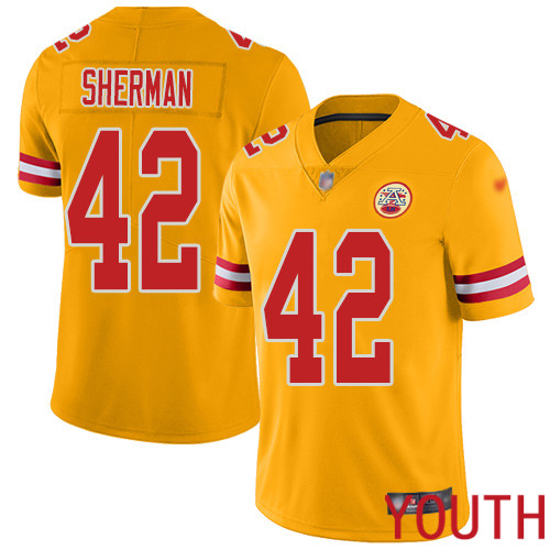 Youth Kansas City Chiefs 42 Sherman Anthony Limited Gold Inverted Legend Nike NFL Jersey